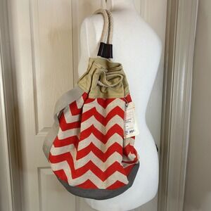 TOMS Chevron Canvas Drawstring Bucket Bag‎ Backpack Purse NWT